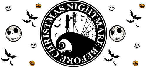 Christmas Nightmare Circle Halloween UV DTF Cup Wrap for 16oz Libbey Can KA-18581