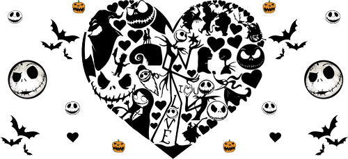 Skeleton Heart Halloween UV DTF Cup Wrap for 16oz Libbey Can KA-18582