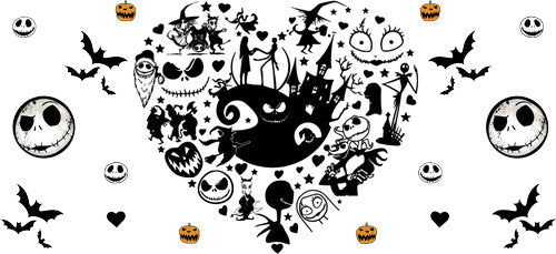 Nightmare Heart Halloween UV DTF Cup Wrap for 16oz Libbey Can KA-18583
