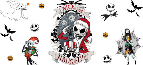 Naughty Christmas Skeleton UV DTF Cup Wrap for 16oz Libbey Can KA-18585