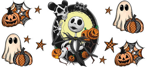 Pumpkin Skeleton Halloween UV DTF Cup Wrap for 16oz Libbey Can KA-18587