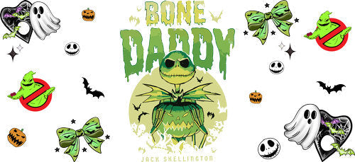 Bone Daddy Green Monster Halloween UV DTF Cup Wrap for 16oz Libbey Can KA-18588