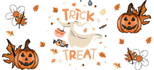 Trick or Treat Ghost Halloween UV DTF Cup Wrap for 16oz Libbey Can KA-18589