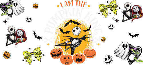 Pumpkin Moon Skeleton Halloween UV DTF Cup Wrap for 16oz Libbey Can KA-18590