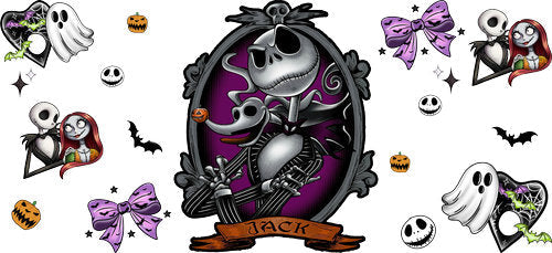 Gothic Skeleton Frame Halloween UV DTF Cup Wrap for 16oz Libbey Can KA-18595