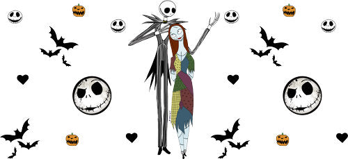 Skeleton Couple Love Halloween UV DTF Cup Wrap for 16oz Libbey Can KA-18601