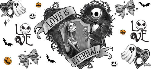 Love Is Eternal Skeleton UV DTF Cup Wrap for 16oz Libbey Can KA-18603