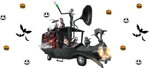 Halloween Skeleton Vehicle UV DTF Cup Wrap for 16oz Libbey Can KA-18605