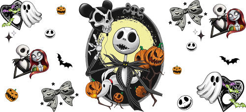 Pumpkin Skeleton Halloween UV DTF Cup Wrap for 16oz Libbey Can KA-18608