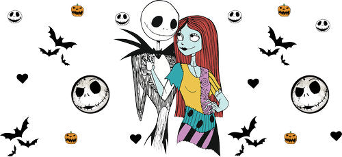 Skeleton Couple Halloween UV DTF Cup Wrap for 16oz Libbey Can KA-18611