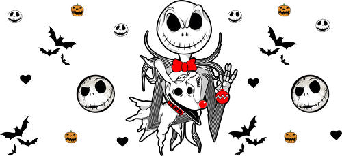 Skeleton Dog Halloween UV DTF Cup Wrap for 16oz Libbey Can KA-18612