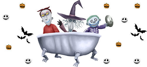 Halloween Bathtub Trio UV DTF Cup Wrap for 16oz Libbey Can KA-18613