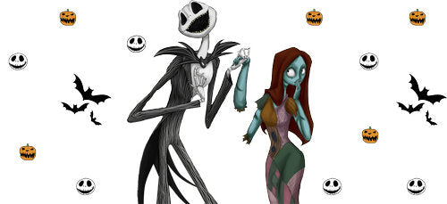 Skeleton Couple Halloween UV DTF Cup Wrap for 16oz Libbey Can KA-18614