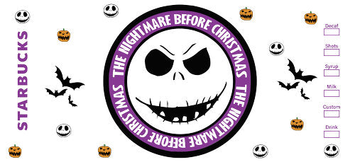 Purple Angry Skeleton Coffee UV DTF Cup Wrap for 16oz Libbey Can KA-18622