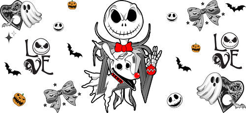 Skeleton Dog Halloween UV DTF Cup Wrap for 16oz Libbey Can KA-18627