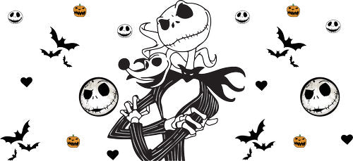 Skeleton King Pose Halloween UV DTF Cup Wrap for 16oz Libbey Can KA-18632