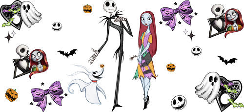 Skeleton Couple Halloween UV DTF Cup Wrap for 16oz Libbey Can KA-18634