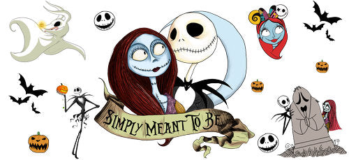 Simply Meant to Be Skeleton Couple UV DTF Cup Wrap for 16oz Libbey Can KA-18636