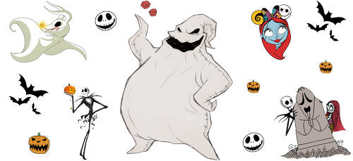 White Ghost Monster Halloween UV DTF Cup Wrap for 16oz Libbey Can KA-18637