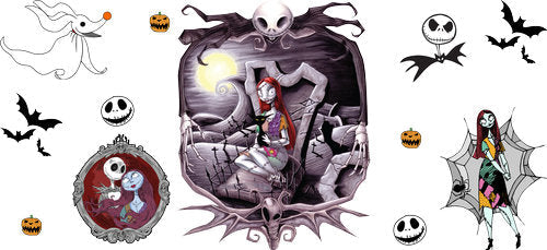Gothic Skeleton Couple Moon UV DTF Cup Wrap for 16oz Libbey Can KA-18641