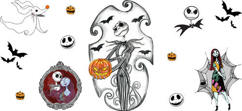 Pumpkin Skeleton King Halloween UV DTF Cup Wrap for 16oz Libbey Can KA-18642