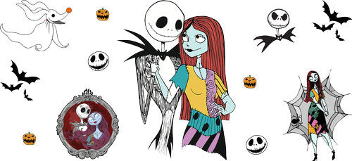 Skeleton Couple Halloween UV DTF Cup Wrap for 16oz Libbey Can KA-18643