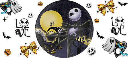 Skeleton King Moon Halloween UV DTF Cup Wrap for 16oz Libbey Can KA-18646