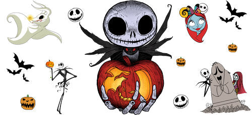 Pumpkin Skeleton Halloween UV DTF Cup Wrap for 16oz Libbey Can KA-18647