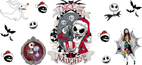 Naughty Christmas Skeleton UV DTF Cup Wrap for 16oz Libbey Can KA-18654