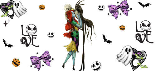 Skeleton Couple Halloween UV DTF Cup Wrap for 16oz Libbey Can KA-18655