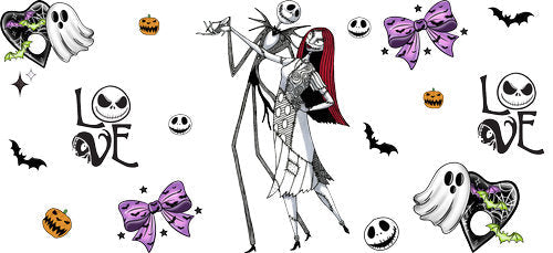 Skeleton Wedding Couple UV DTF Cup Wrap for 16oz Libbey Can KA-18656