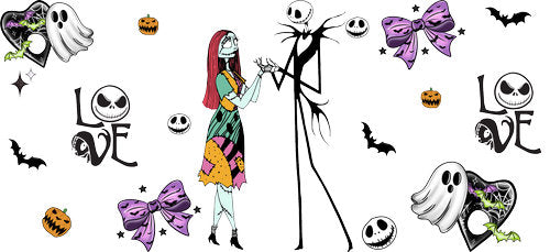 Skeleton Couple Halloween UV DTF Cup Wrap for 16oz Libbey Can KA-18657