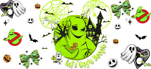 Green Boogie Monster Halloween UV DTF Cup Wrap for 16oz Libbey Can KA-18659