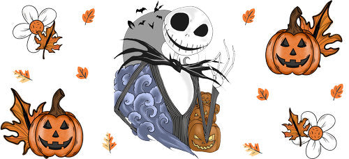 Pumpkin Skeleton King Halloween UV DTF Cup Wrap for 16oz Libbey Can KA-18664