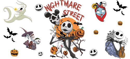 Nightmare Street Pumpkin Halloween UV DTF Cup Wrap for 16oz Libbey Can KA-18665
