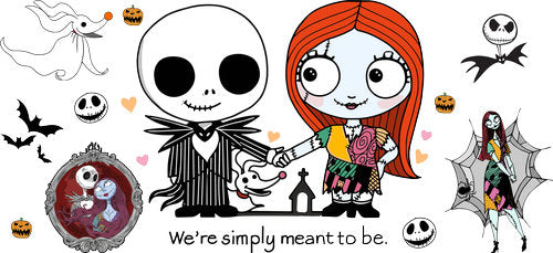 Simply Meant to Be Skeleton Couple UV DTF Cup Wrap for 16oz Libbey Can KA-18675