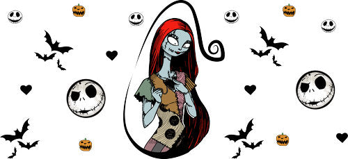 Rag Doll Portrait Halloween UV DTF Cup Wrap for 16oz Libbey Can KA-18677