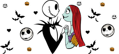Skeleton Couple Love Halloween UV DTF Cup Wrap for 16oz Libbey Can KA-18678