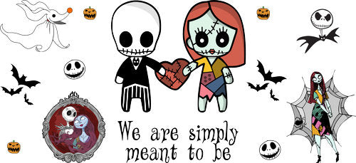 Simply Meant to Be Skeleton Couple UV DTF Cup Wrap for 16oz Libbey Can KA-18681