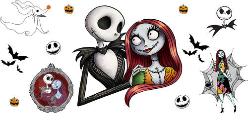 Skeleton Couple Romance Halloween UV DTF Cup Wrap for 16oz Libbey Can KA-18686