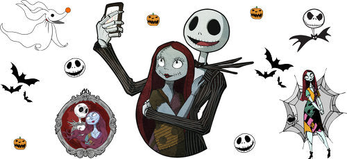 Skeleton Couple Selfie Halloween UV DTF Cup Wrap for 16oz Libbey Can KA-18687