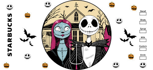 Gothic Skeleton Couple Halloween UV DTF Cup Wrap for 16oz Libbey Can KA-18688