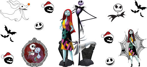 Christmas Skeleton Couple UV DTF Cup Wrap for 16oz Libbey Can KA-18691