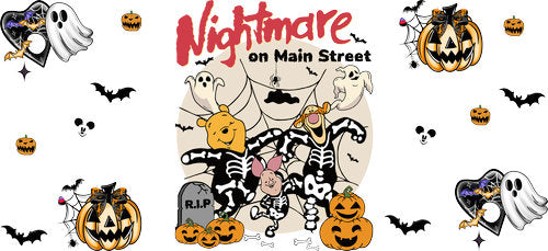 Halloween Cartoon Friends UV DTF Cup Wrap for 16oz Libbey Can KA-18699