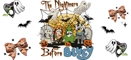 Nightmare Before Blue Dog Halloween UV DTF Cup Wrap for 16oz Libbey Can KA-18702