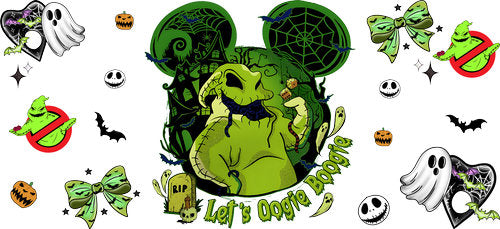 Green Boogie Monster Halloween UV DTF Cup Wrap for 16oz Libbey Can KA-18704