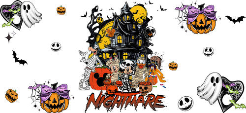 Nightmare Haunted House Halloween UV DTF Cup Wrap for 16oz Libbey Can KA-18710