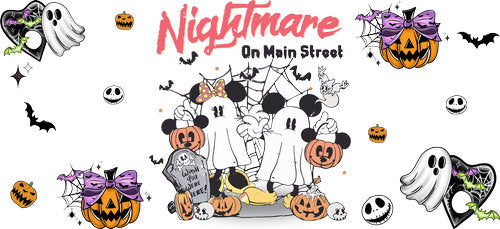 Halloween Ghost Mouse Friends UV DTF Cup Wrap for 16oz Libbey Can KA-18711