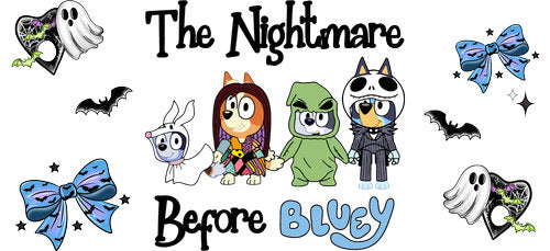 Nightmare Before Blue Dog UV DTF Cup Wrap for 16oz Libbey Can KA-18714