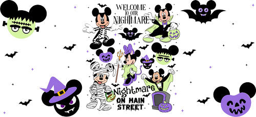 Purple Halloween Mouse Family UV DTF Cup Wrap for 16oz Libbey Can KA-18719